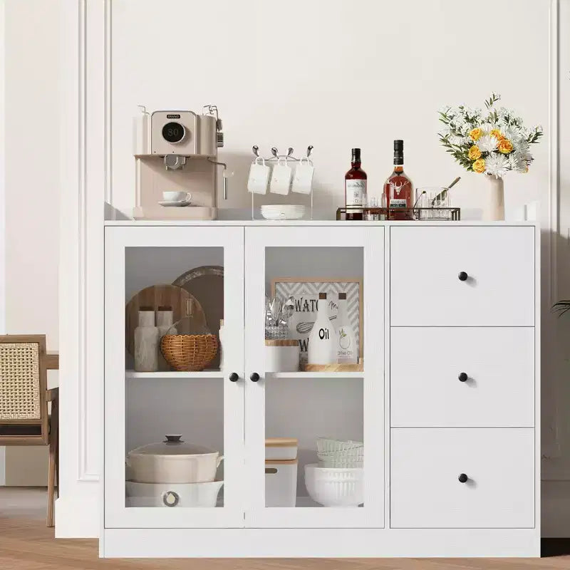 43 Sideboards, Accent Cabinets with Glass Doors, Kitchen Sideboards, Wooden Coffee Bar Cabinets