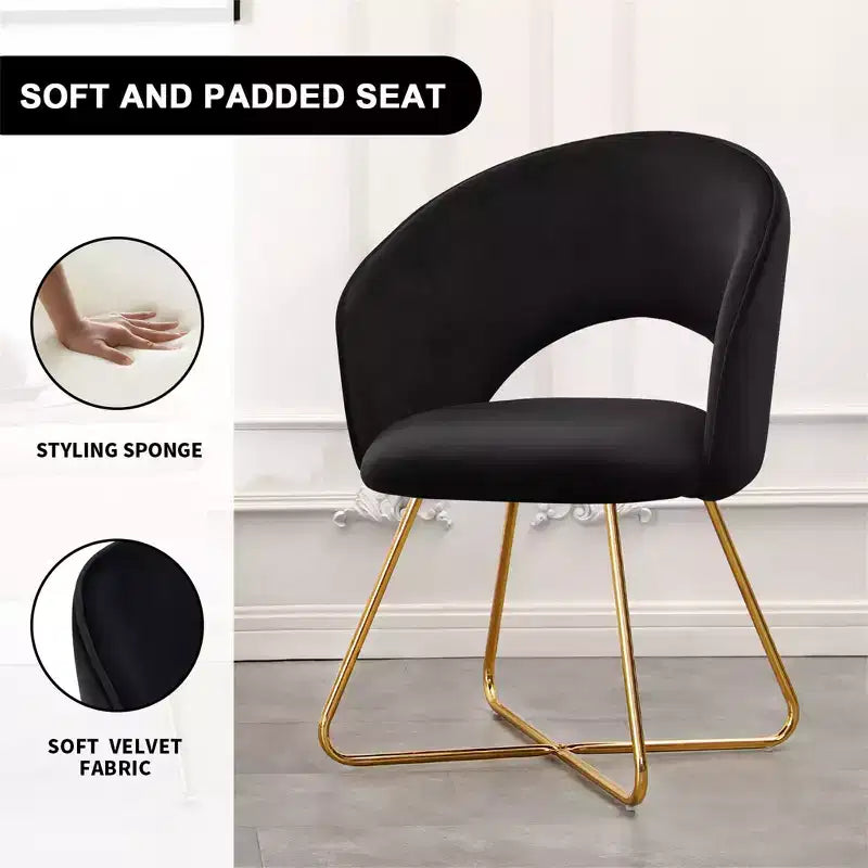 Faux Velvet Vanity Chair, Modern Accent Chair for Vanity, Upholstered Makeup Stool for Bedroom, Living Room, Dressing Room