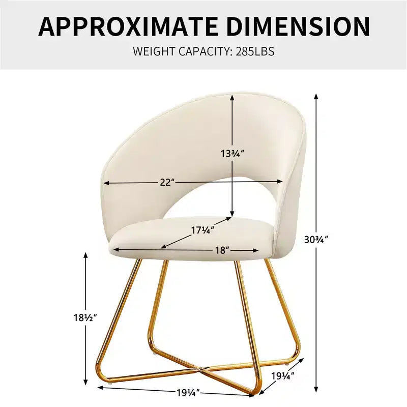 Faux Velvet Vanity Chair, Modern Accent Chair for Vanity, Upholstered Makeup Stool for Bedroom, Living Room, Dressing Room