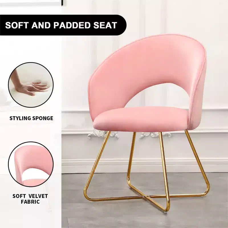 Faux Velvet Vanity Chair, Modern Accent Chair for Vanity, Upholstered Makeup Stool for Bedroom, Living Room, Dressing Room