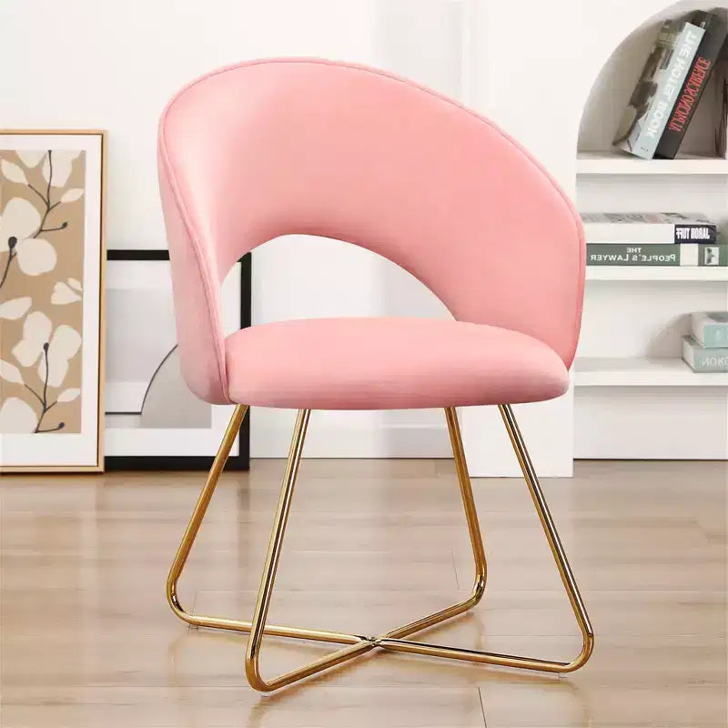 Faux Velvet Vanity Chair, Modern Accent Chair for Vanity, Upholstered Makeup Stool for Bedroom, Living Room, Dressing Room