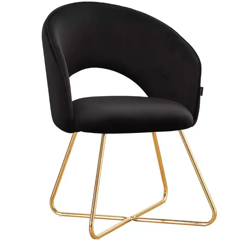 Faux Velvet Vanity Chair, Modern Accent Chair for Vanity, Upholstered Makeup Stool for Bedroom, Living Room, Dressing Room