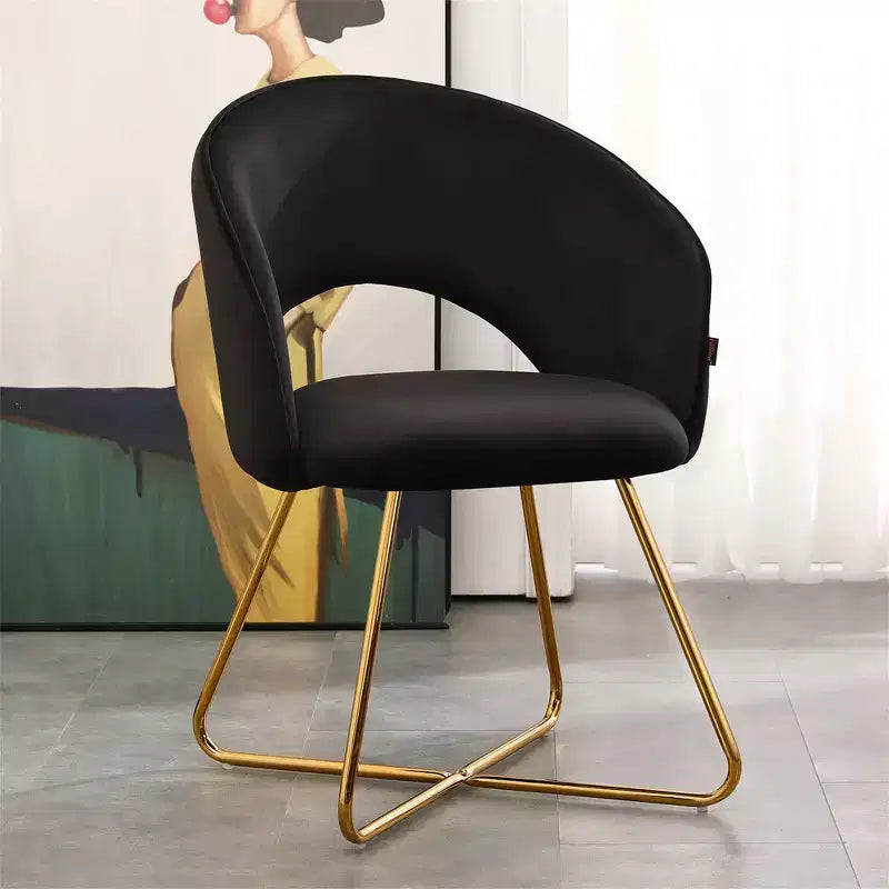 Faux Velvet Vanity Chair, Modern Accent Chair for Vanity, Upholstered Makeup Stool for Bedroom, Living Room, Dressing Room
