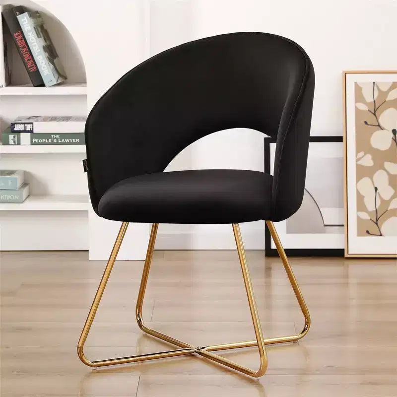 Faux Velvet Vanity Chair, Modern Accent Chair for Vanity, Upholstered Makeup Stool for Bedroom, Living Room, Dressing Room