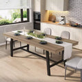 Extendable Dining Table, Industrial Rectangular Dining Room Table, Metal Frame, for Dining Room, Kitchen
