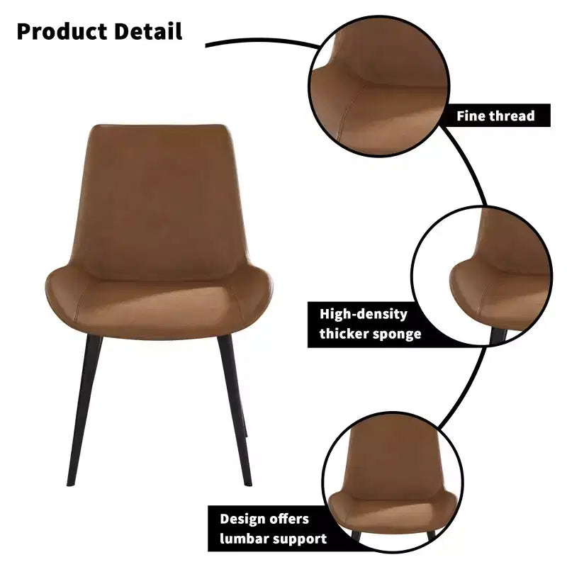 Set of 2 PU Dining Chairs, Modern Upholstered Kitchen Side Chairs with Metal Legs, Faux Leather Dining Room Chairs for Dining Room, Kitchen