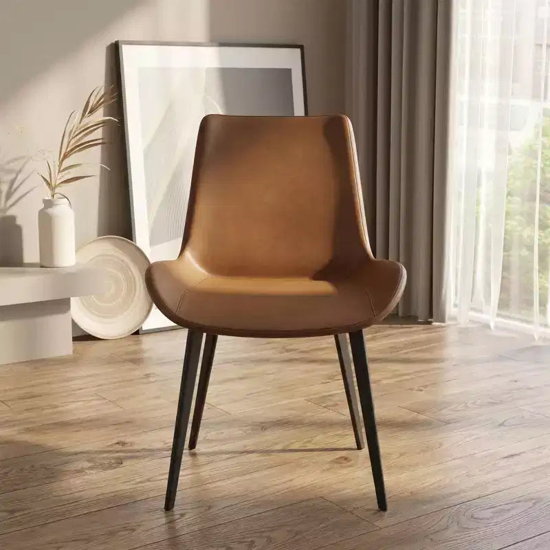Set of 2 PU Dining Chairs, Modern Upholstered Kitchen Side Chairs with Metal Legs, Faux Leather Dining Room Chairs for Dining Room, Kitchen