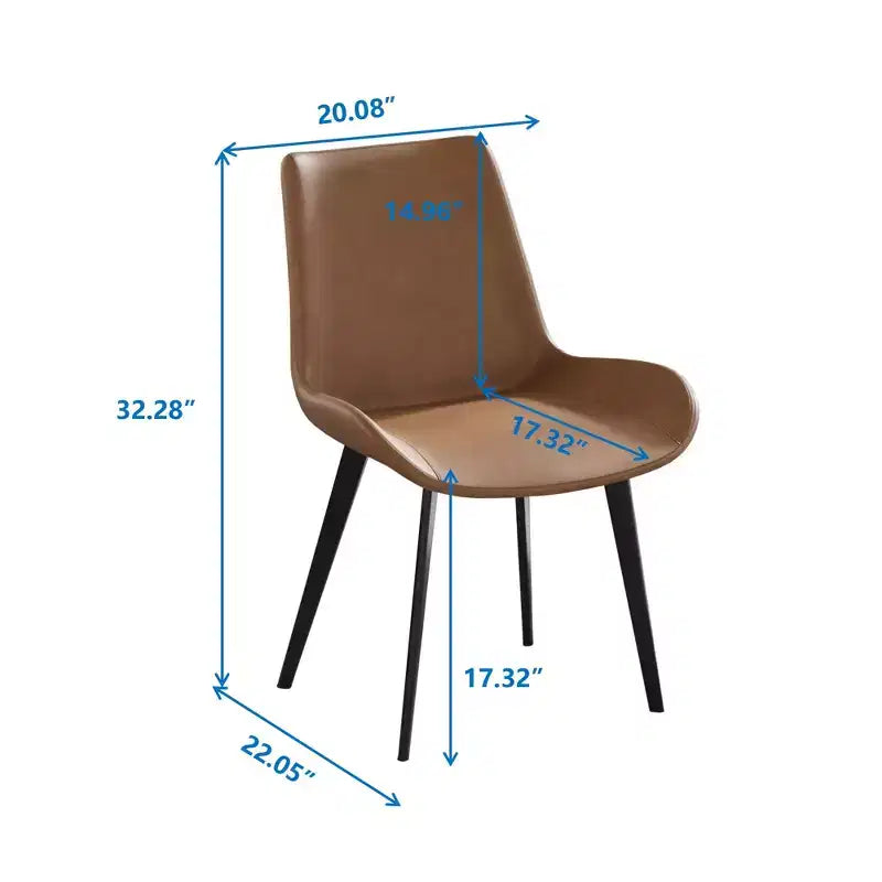 Set of 2 PU Dining Chairs, Modern Upholstered Kitchen Side Chairs with Metal Legs, Faux Leather Dining Room Chairs for Dining Room, Kitchen