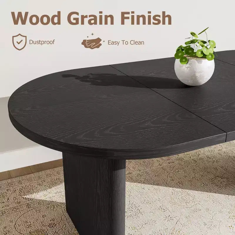 63 Inch Oval Dining Table with 2Upholstered Dining Chairs, Kitchen Table with Thick Sturdy Wooden Base, High Back Wood Dining Chair for Kitchen