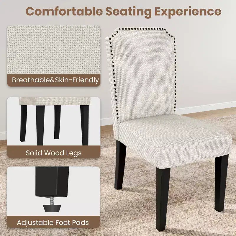 63 Inch Oval Dining Table with 2Upholstered Dining Chairs, Kitchen Table with Thick Sturdy Wooden Base, High Back Wood Dining Chair for Kitchen