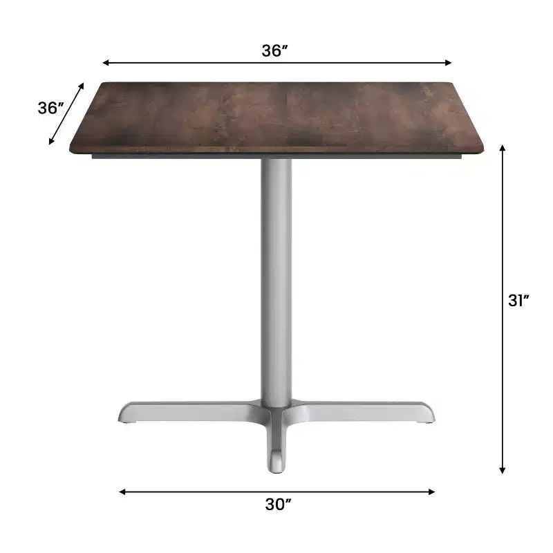 Commercial Grade Tabletop with HPL Technology and Table Height X-Base