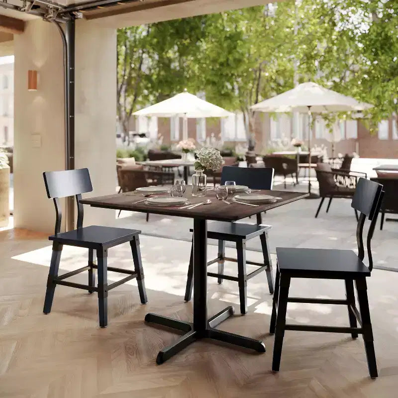 Commercial Grade Tabletop with HPL Technology and Table Height X-Base