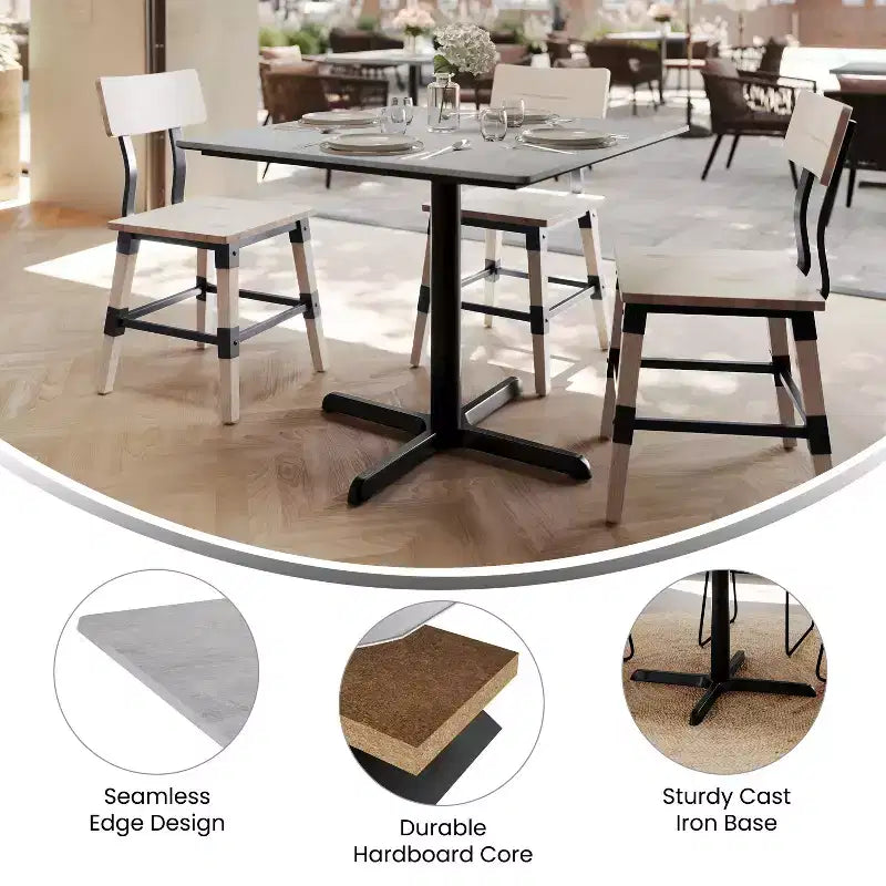 Commercial Grade Tabletop with HPL Technology and Table Height X-Base