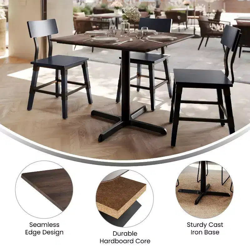 Commercial Grade Tabletop with HPL Technology and Table Height X-Base
