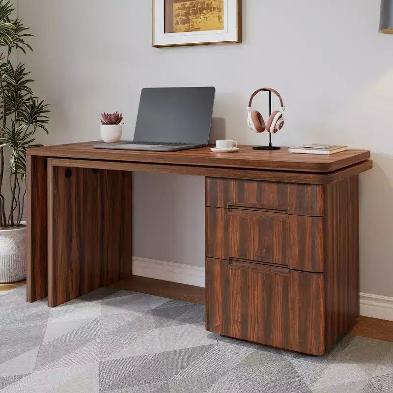 360 Rotating L-Shaped Executive Desk with 3 Drawers