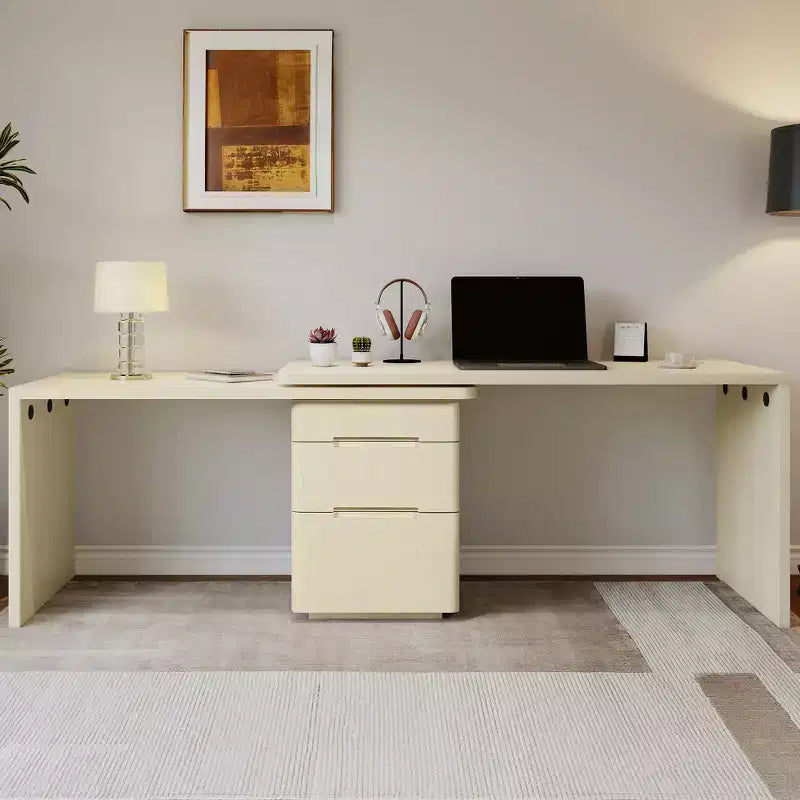 360 Rotating L-Shaped Executive Desk with 3 Drawers