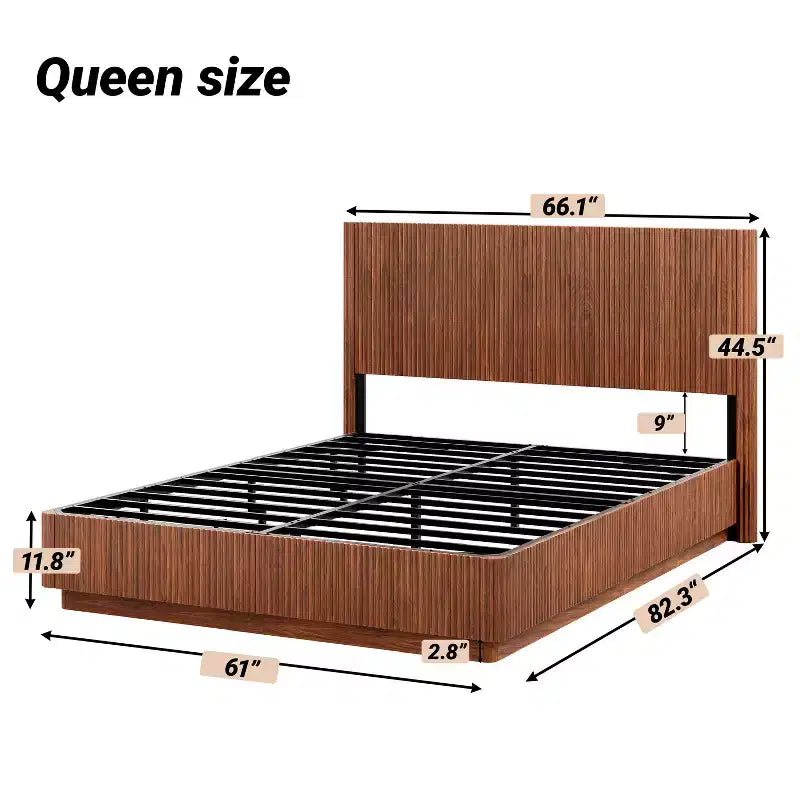 LED Floating Bed Frame with Heavy-Duty Metal Support