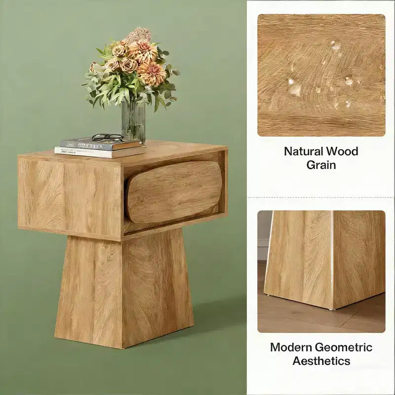 Modern Wood End Table with Storage Drawer