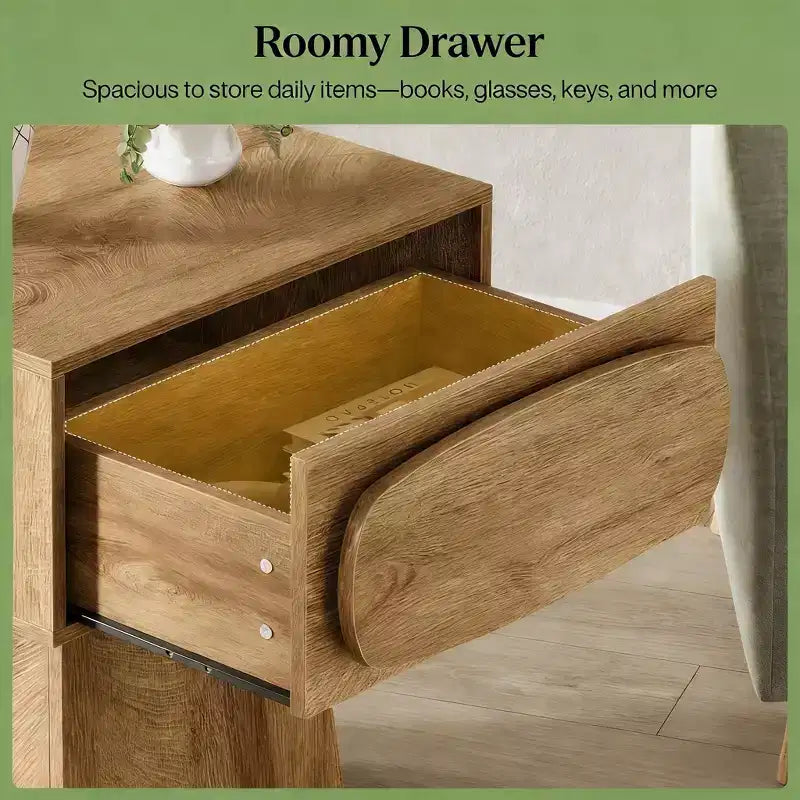 Modern Wood End Table with Storage Drawer