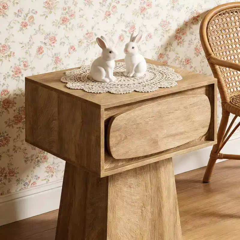 Modern Wood End Table with Storage Drawer