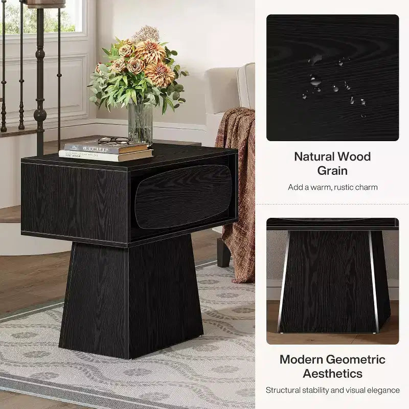 Modern Wood End Table with Storage Drawer
