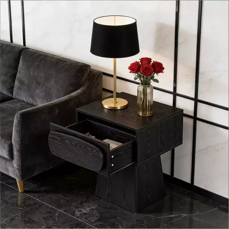Modern Wood End Table with Storage Drawer