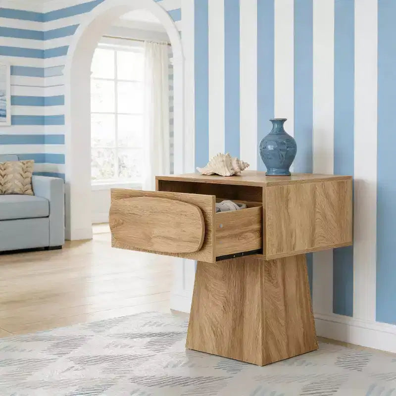 Modern Wood End Table with Storage Drawer