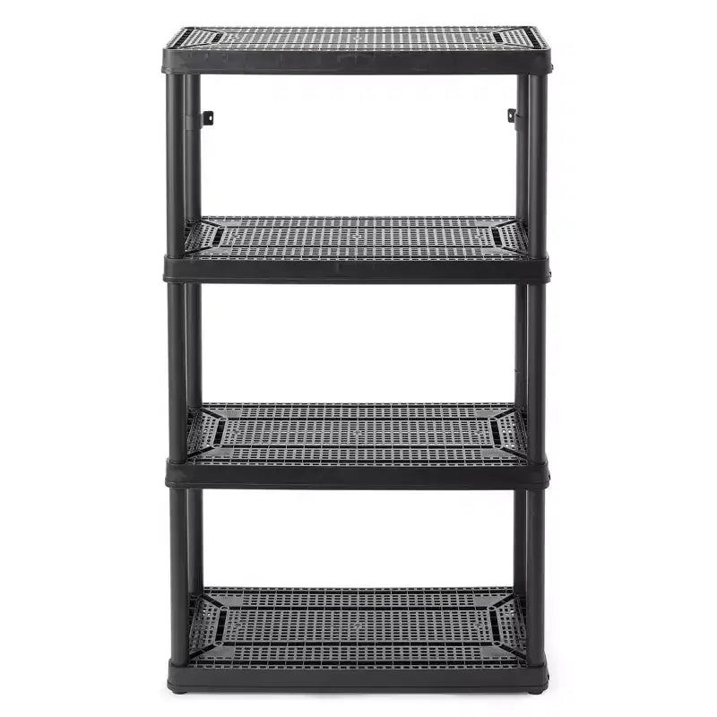 4 Shelf Fixed Height Ventilated Medium Duty Storage Unit 14 x 32 x 54.5 Organizer System for Home, Garage, Basement, & Laundry, Black