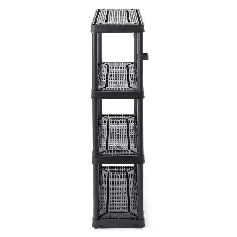 4 Shelf Fixed Height Ventilated Medium Duty Storage Unit 14 x 32 x 54.5 Organizer System for Home, Garage, Basement, & Laundry, Black