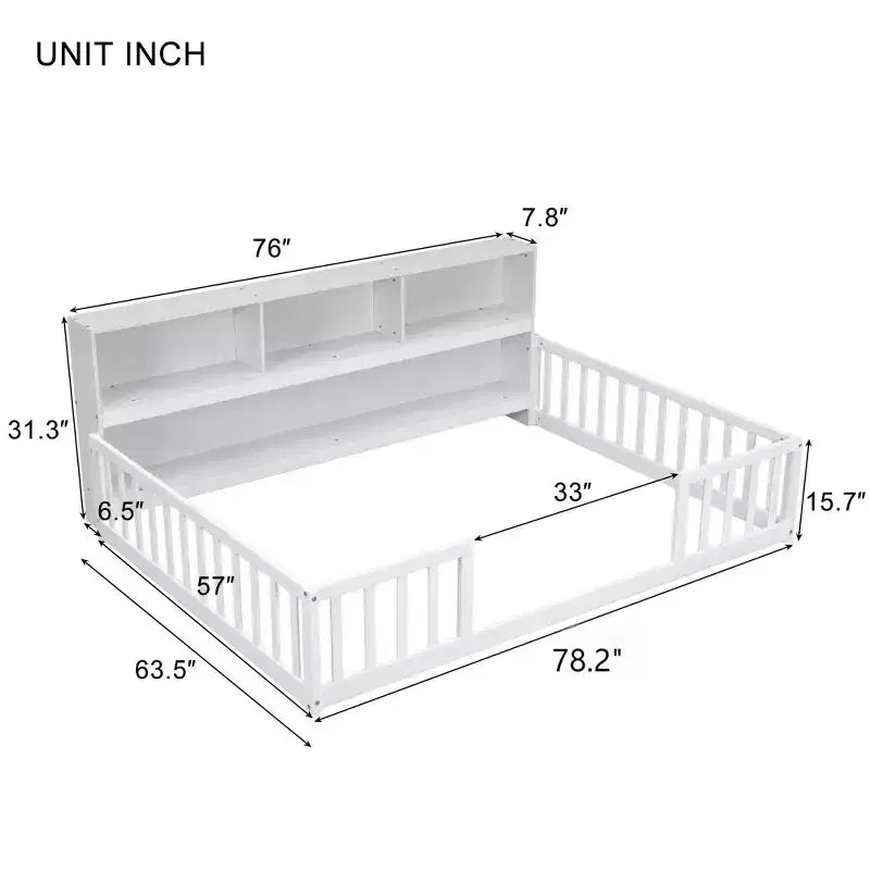 King Bed Frame High Weight Capacity No Box Spring Needed Heavy-Duty Metal