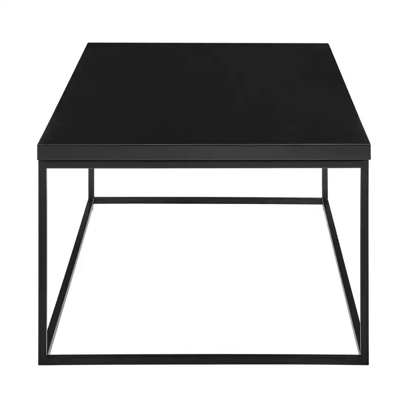 35" Black Wood And Metal Square Frame Coffee Table
