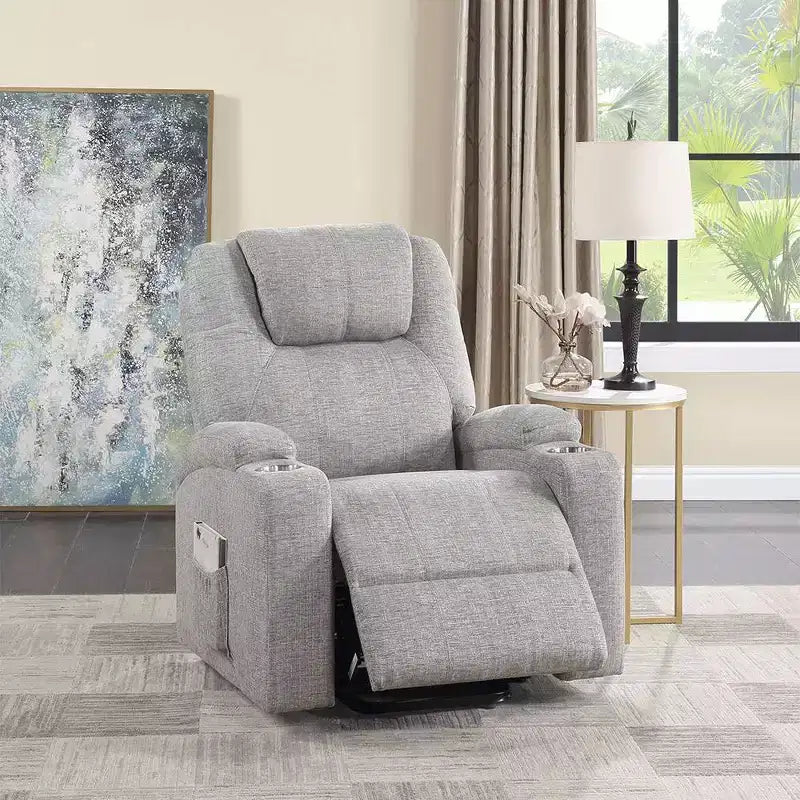 Power Reclining Sofa - Light Gray Chenille