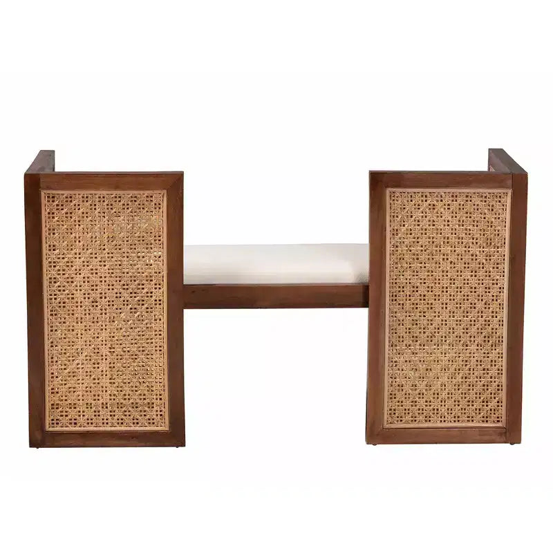 Lovina Rattan and Acacia Wood Accent Bench Light Honey/Light Brown