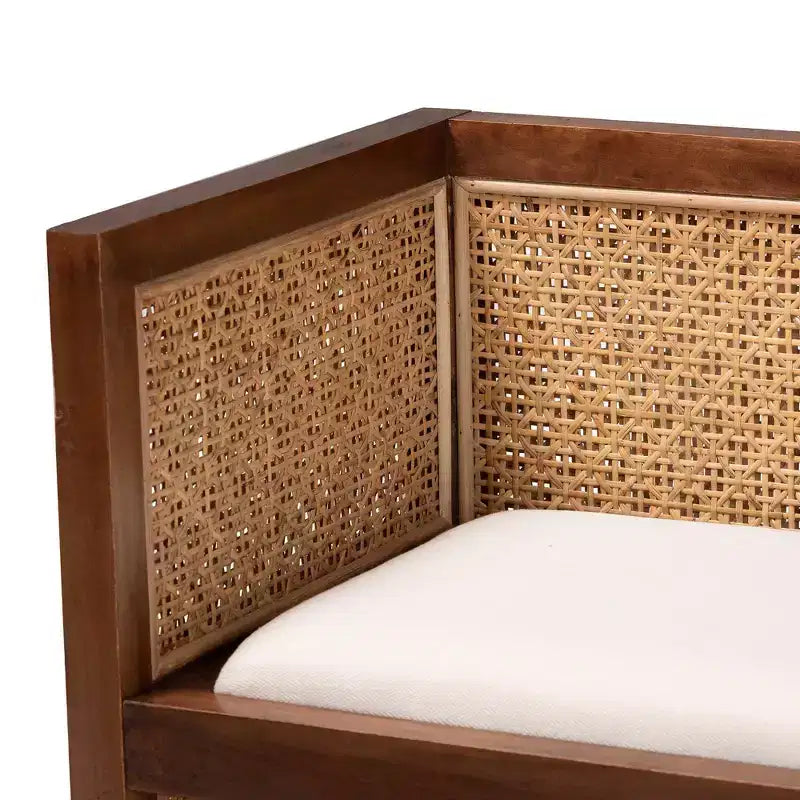 Lovina Rattan and Acacia Wood Accent Bench Light Honey/Light Brown