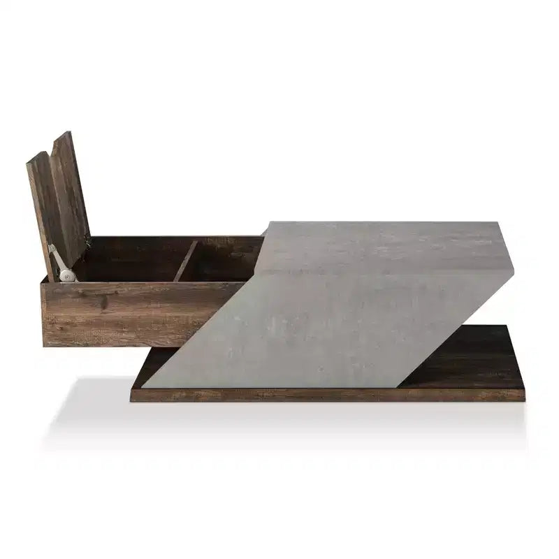 Lift Top Coffee Table - Reclaimed Oak Industrial Style, Storage Compartment, MDF