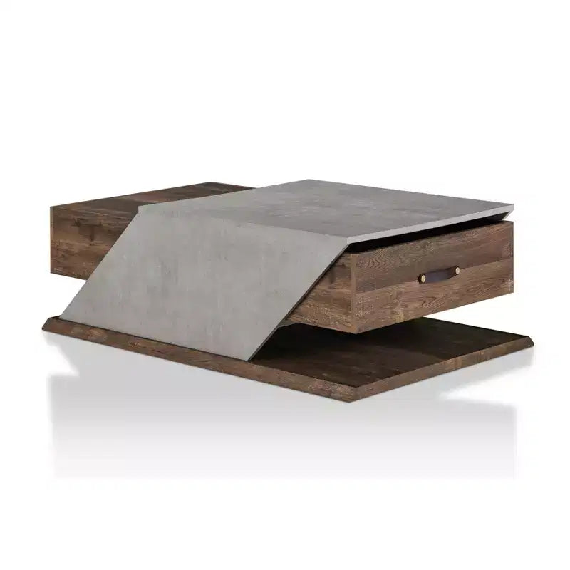 Lift Top Coffee Table - Reclaimed Oak Industrial Style, Storage Compartment, MDF