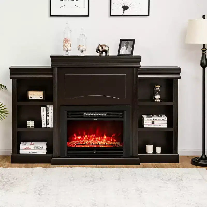 70" Fireplace TV Stand Media W/ 28.5" 750W/1500W Electric Fireplace