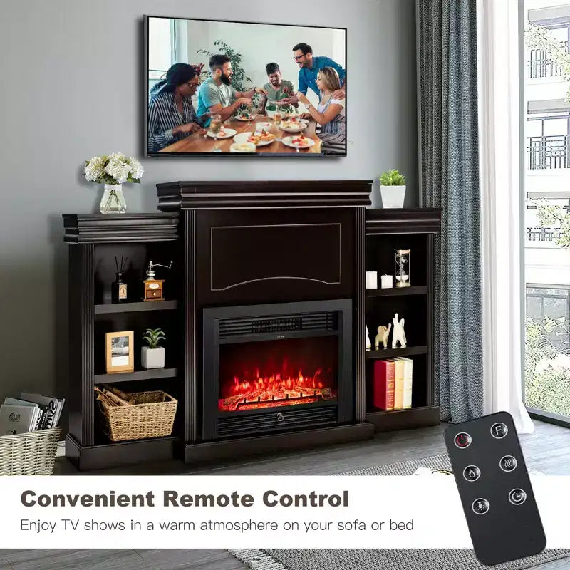 70" Fireplace TV Stand Media W/ 28.5" 750W/1500W Electric Fireplace