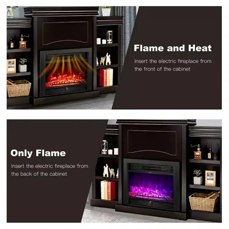70" Fireplace TV Stand Media W/ 28.5" 750W/1500W Electric Fireplace
