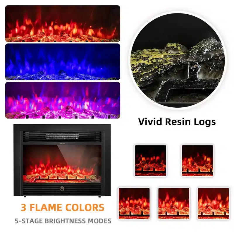 70" Fireplace TV Stand Media W/ 28.5" 750W/1500W Electric Fireplace