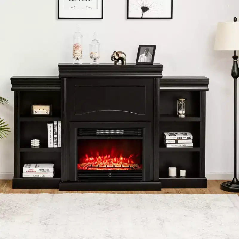 70" Fireplace TV Stand Media W/ 28.5" 750W/1500W Electric Fireplace