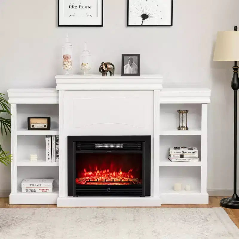 70" Fireplace TV Stand Media W/ 28.5" 750W/1500W Electric Fireplace