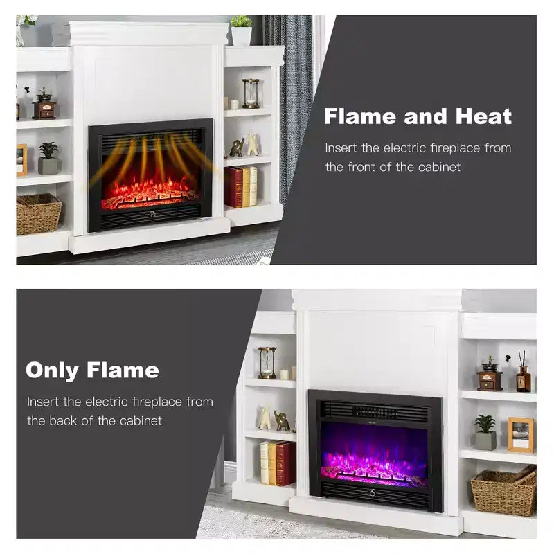 70" Fireplace TV Stand Media W/ 28.5" 750W/1500W Electric Fireplace