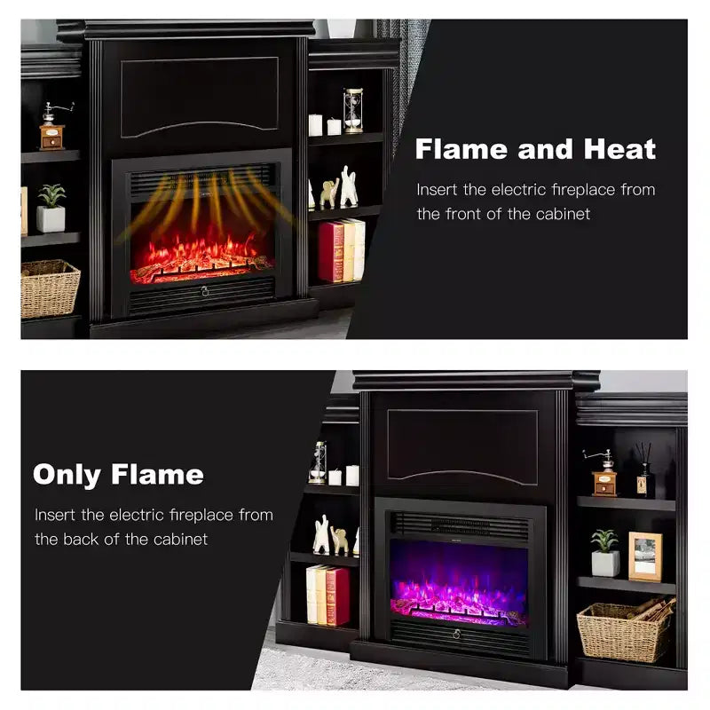 70" Fireplace TV Stand Media W/ 28.5" 750W/1500W Electric Fireplace