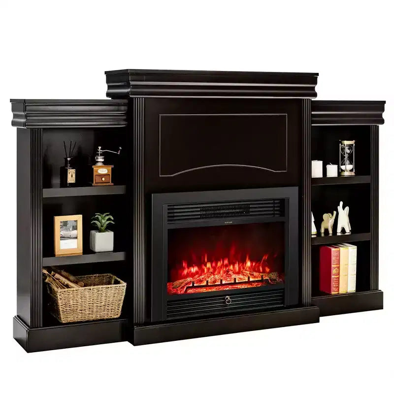 70" Fireplace TV Stand Media W/ 28.5" 750W/1500W Electric Fireplace