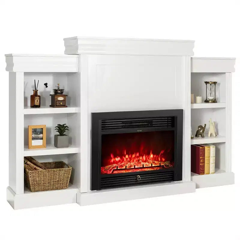 70" Fireplace TV Stand Media W/ 28.5" 750W/1500W Electric Fireplace