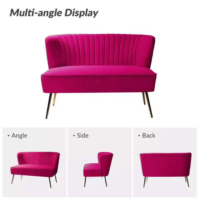 Velvet Loveseat Chair - Contemporary 2-Seater Tufted Back Sofa