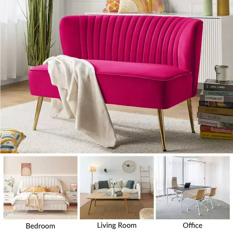 Velvet Loveseat Chair - Contemporary 2-Seater Tufted Back Sofa