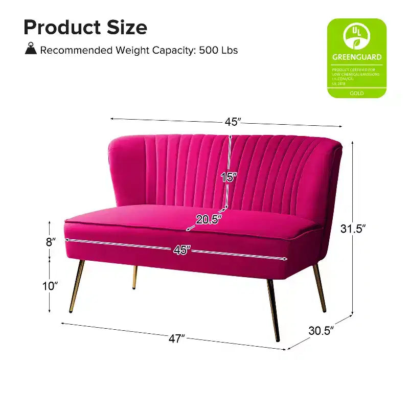 Velvet Loveseat Chair - Contemporary 2-Seater Tufted Back Sofa