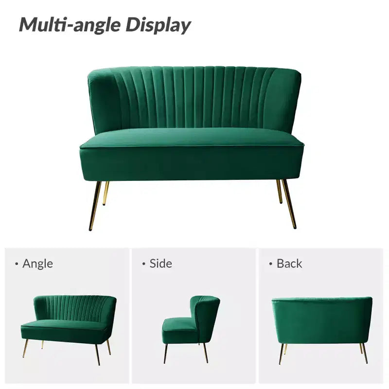 Velvet Loveseat Chair - Contemporary 2-Seater Tufted Back Sofa